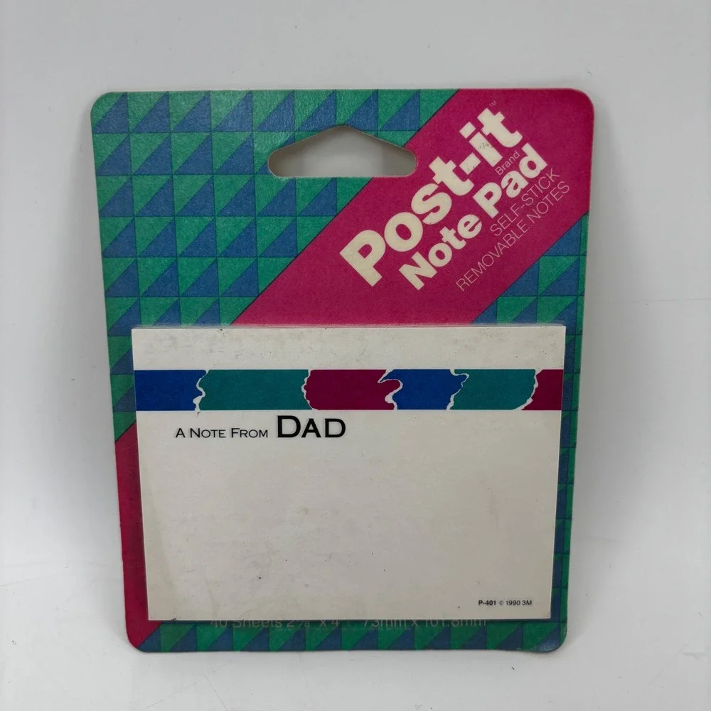 Vintage 1990 Post-it Note Pad A Note From DAD 3M Retro Stationery 40 Sheets